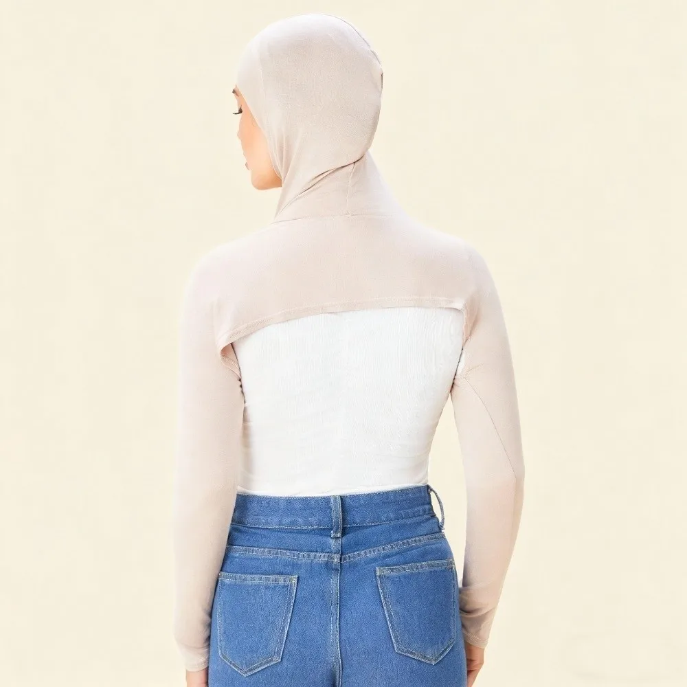 

Polyester Hooded Capelet Long Arm Full Neck Cover Sun Protection Sleeve Cover Skin-Friendly Stretchy Multi-Functional Cape Women