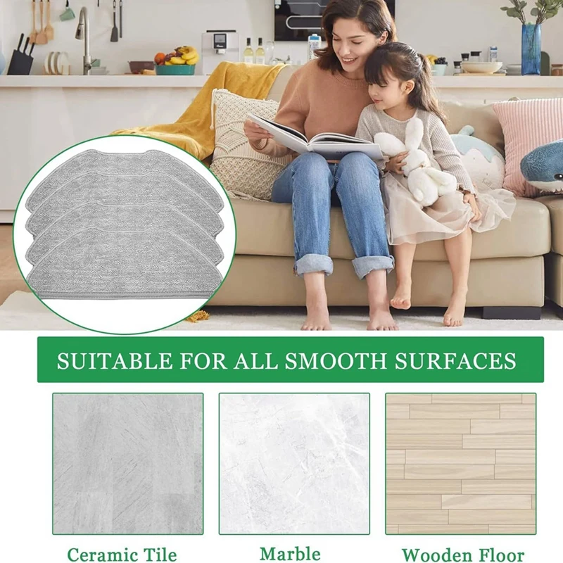 Mop Cloth Pads For AIRROBO T20 Robot Vacuum Cleaner Spare Parts,Washable Soft Microfiber Mops