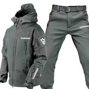 ソフトシェルフリースフィッシングセット、暖かい厚手のスーツ、屋外の戦術的なトレーニング、通気性のある防風、防水ハイキングスーツ、秋と冬