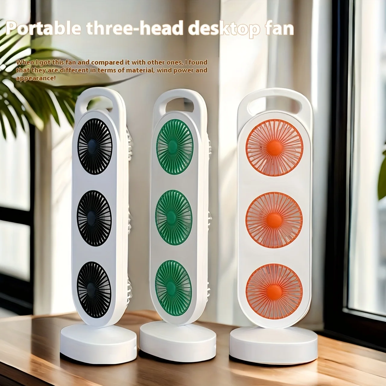 

s31- desktop fan, three-turbine design, strong wind, quiet and comfortable, suitable for outdoor camping, office