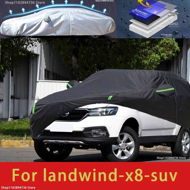 

For Landwind X8 fIt Outdoor Protection Full Car Covers Snow Cover Sunshade Waterproof Dustproof Exterior black car cover