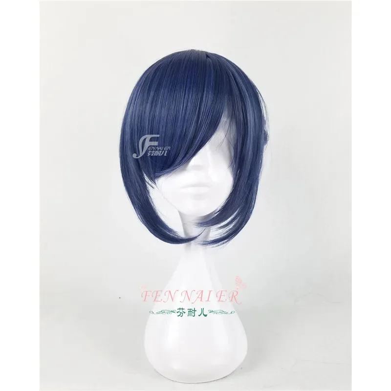 Anime Future City No.6 Nezumi 45cm Short Ponytail Anime Cosplay Wigs Blue Grey Mixed Wigs a wig cap