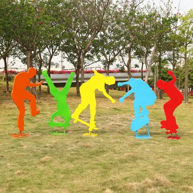 Sports silhouette figure outdoor fiberglass, sculpture garden landscape park green space school