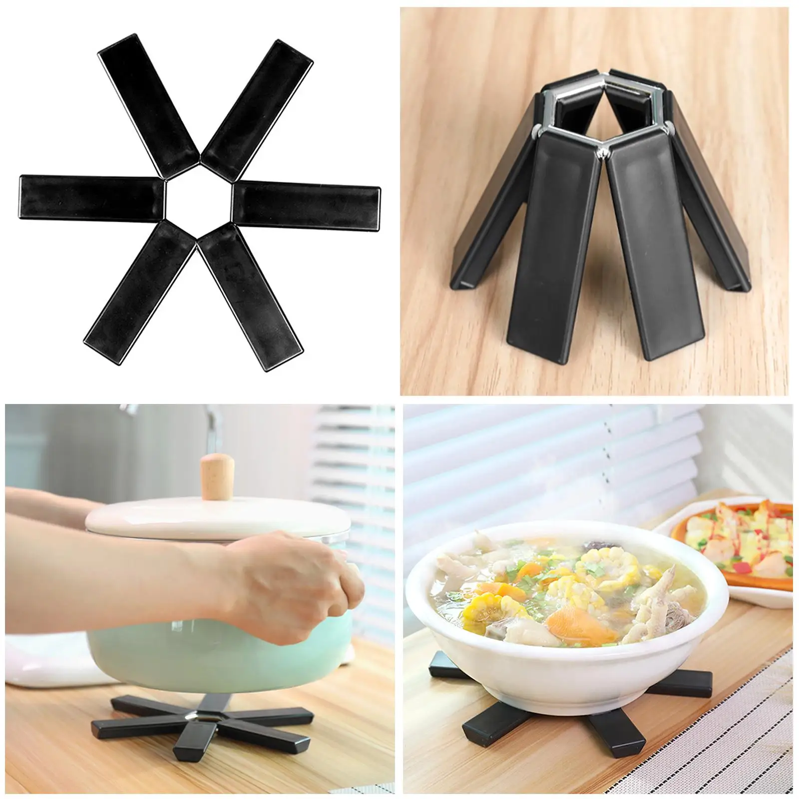 Foldable Trivet Mat Expandable Trivet Hot Pot Holder Heat Insulated Placemat Kitchen Accessories for Pots and Pans