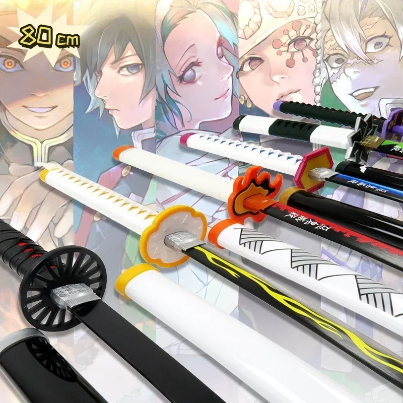 

80cm Demon Slayer Tanjirou Katana Sword Japanese Sword Killer Devil Katana Blade Diffuser Real Size Cosplay Prop Home Decor
