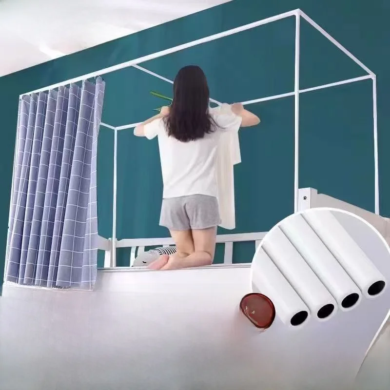 Barras para Cortinas de Cama, Soporte de Escalera para Estructura de Cama de Dormitorio Estudiantil, Acero Inoxidable con Pintura Horneada, Arte en Hierro, Accesorios Universales para Ropa de Cama