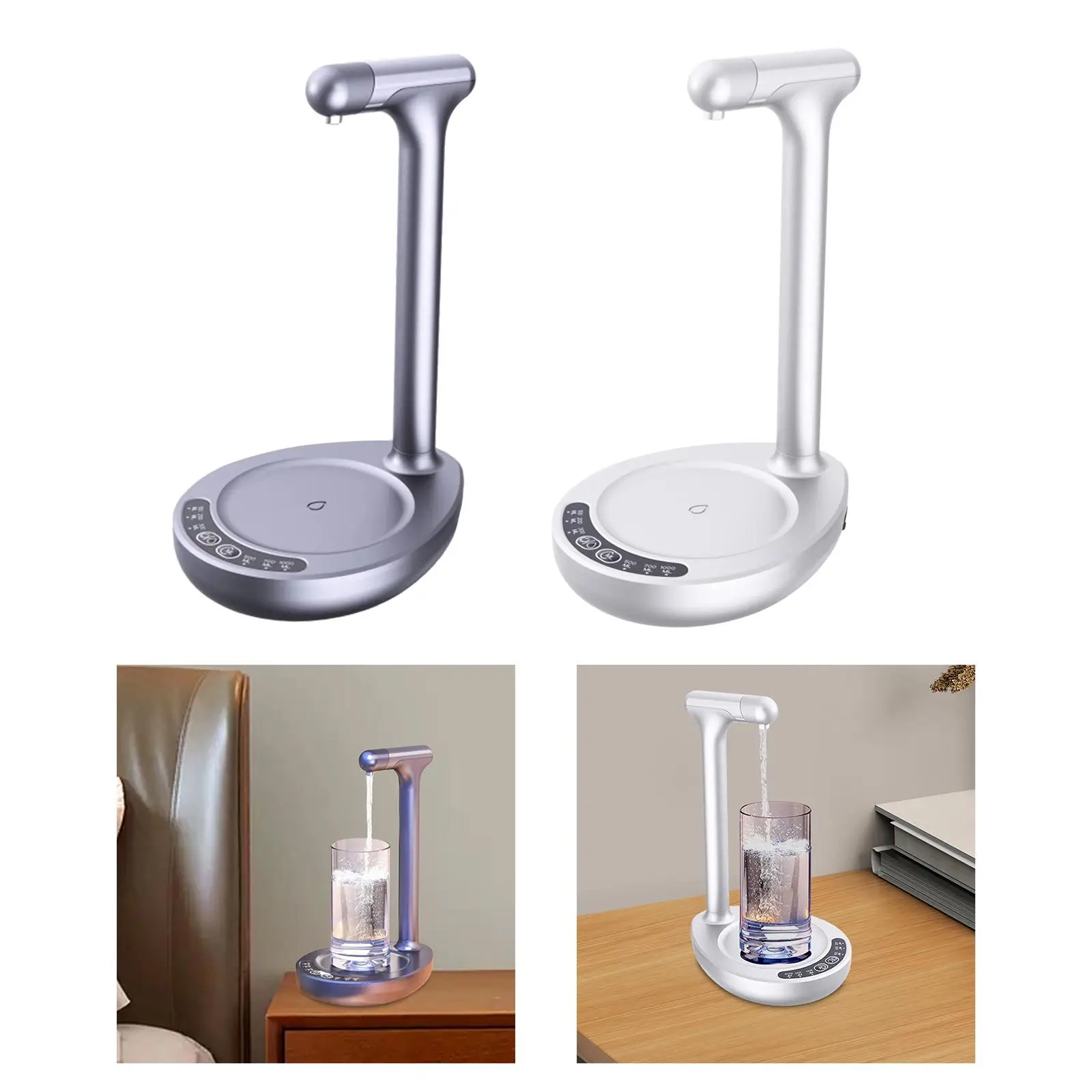 เครื่องจ่ายเครื่องดื่มปั๊มน้ำในห้องครัวที่ชาร์จ USB เครื่องจ่ายโถใส่น้ำเดสก์ท็อปเครื่องจ่ายน้ำจ่ายกระบอกน้ำ