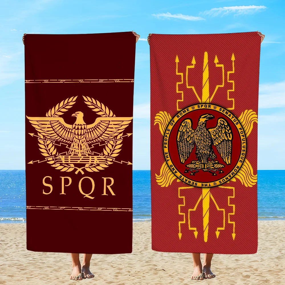 Gold Imperial Eagle Rome SPQR Towel Textile Bathrobe Beach Quick-Drying Lightweight Portable Camping Swim Pool Travel