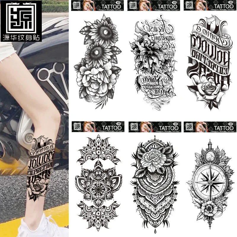 

Size:208x95mm New Waterproof Animal, Flower Angel Temporary Tattoo Tiger Head Totem Tattoo Sticker