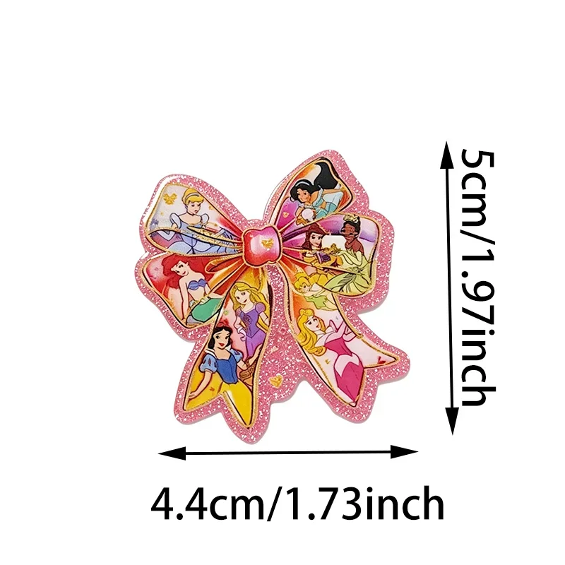 5pcs Disney Princess Pattern Bow Patch, Acrylic Handmade DIY Hair Accessories，Hair Clip Bag Accessories Semi-finished Materials
