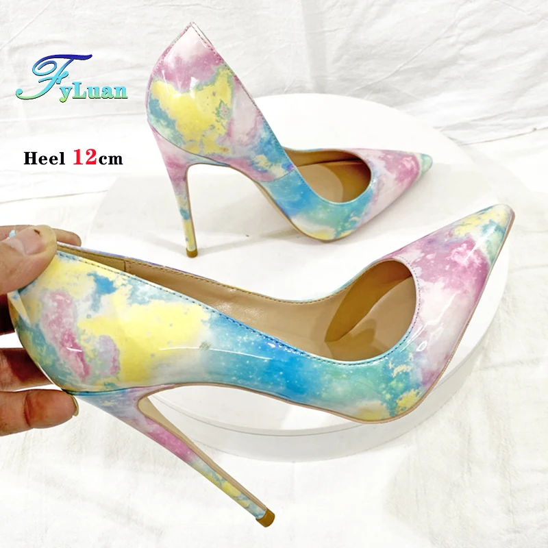 مصمم 2025 موضة جديدة مختلط اللون 8 10 12 سنتيمتر خنجر مضخات النساء الربيع الصيف مدبب حذاء مزود بفتحة للأصابع لوني اللون عالية الكعب #3