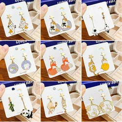 Fashion Kawaii Kitty Bunny Panda Pendant Earrings Cute Cartoon Animal Enamel Stud Ear Jewelry Birthday Gifts For Women Girls