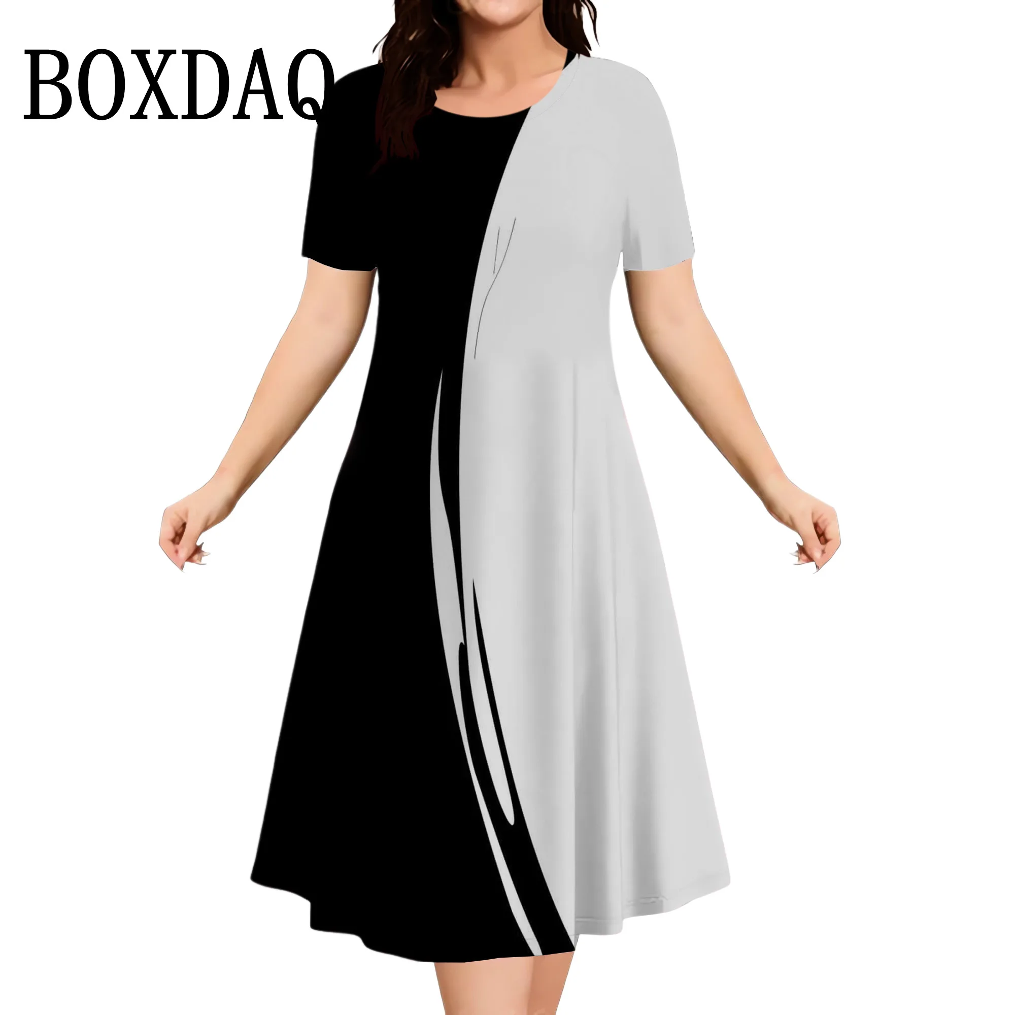 Plus Size Women's Contrast Summer Dress - usage example