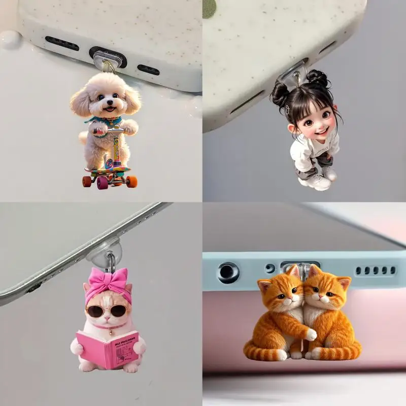 

Phone Dust Plug: 2D Flat Pendant Design in Acrylic, Suitable for iPhone/Type-C