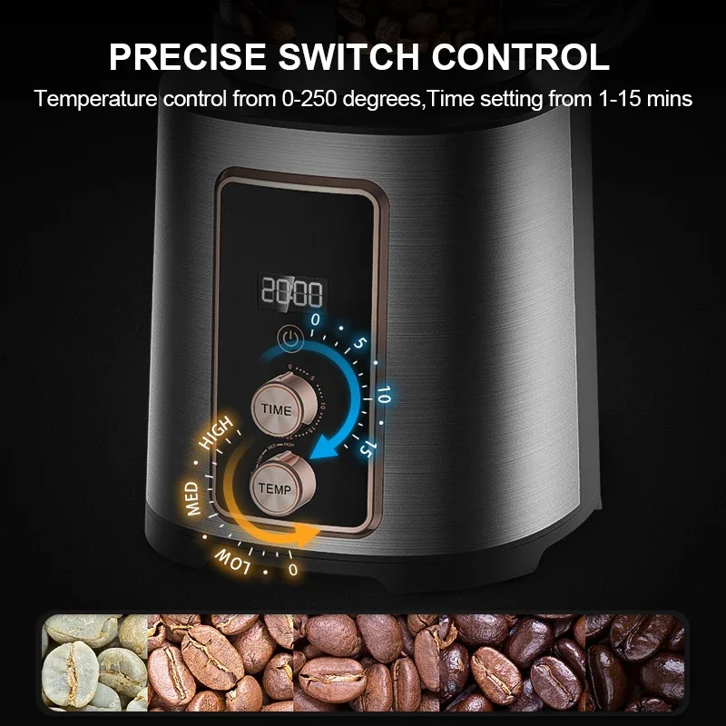 Hot Air Coffee Bean Roaster 220V Electric Household Coffee Roasting Machine Precise Temperature Control Home Coffee Beans Baking