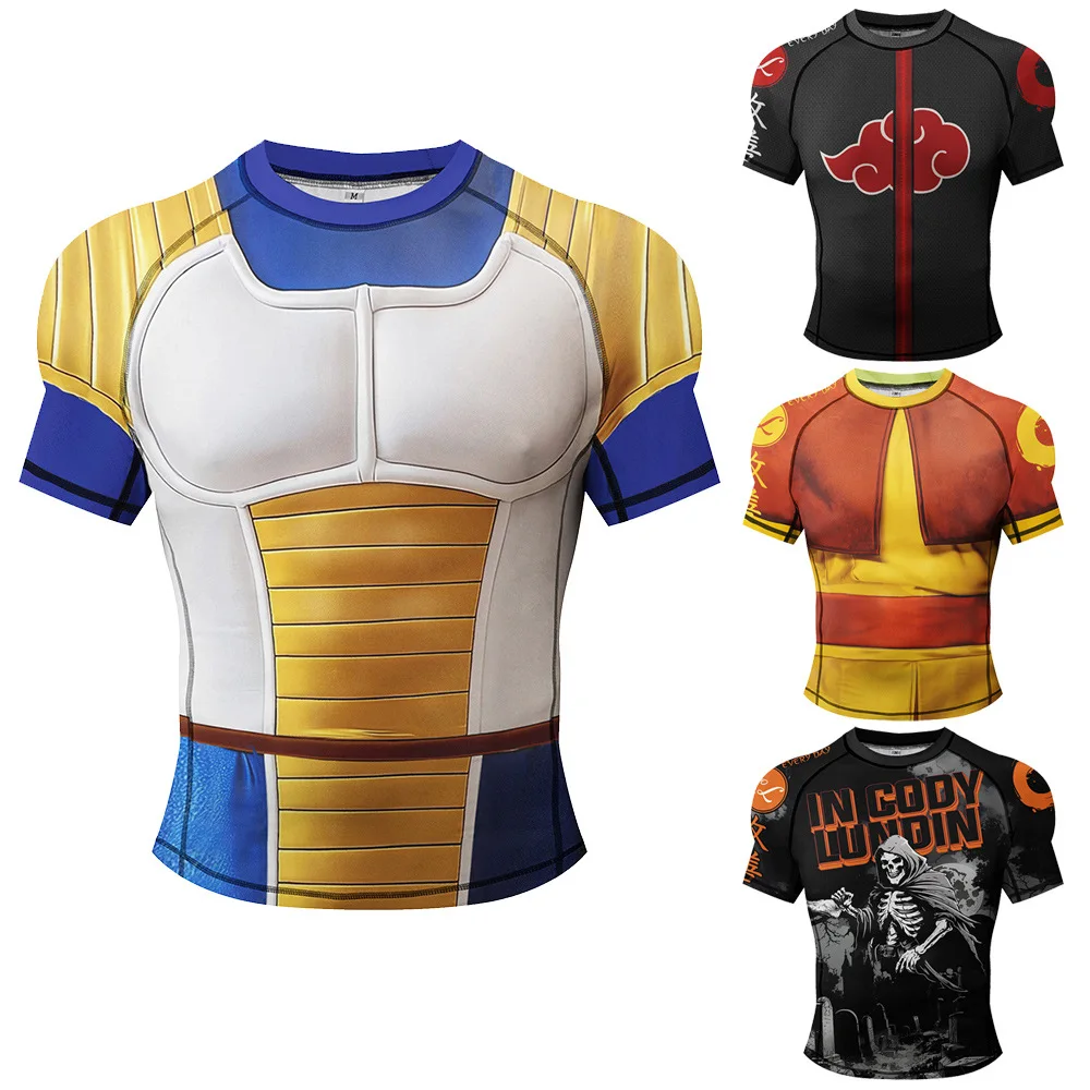 قصيرة الأكمام رياضة ضغط قميص الرجال MAA جيو جيتسو الملاكمة تي شيرت سريعة الجافة صالح تدريب الجري اللياقة البدنية تجريب قمصان رياضية