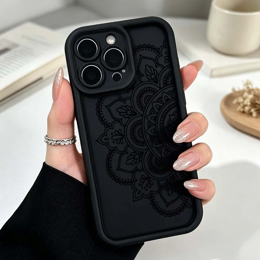 Minimalist Mandala Pattern Phone Case For Apple iPhone 17 Air 16 15 14 13 12 11 Mini Plus Pro Max Eye Ladder Silicone Cover