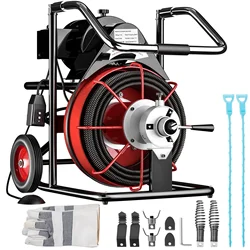 Electric Drain Cleaner Machine 75 Ft X 3/8 Inch Auto Feed for 1