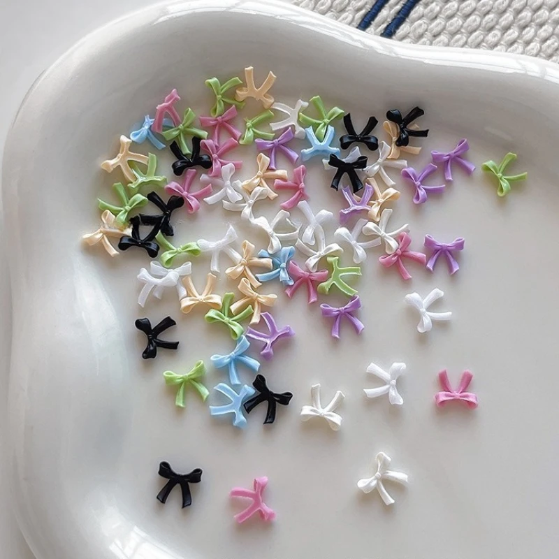 Mini ruban à nœud papillon coloré en résine, mignon, romantique, français, charmant, jolies décorations pour Nail Art, accessoires de manucure