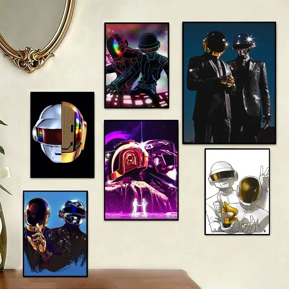 D-Daft P-Punk Band   Poster Perfect Space Sticker Self Adhesive for Office Home Theater Wall Art Decor Fancy Gift