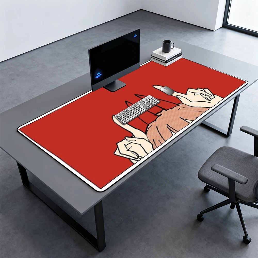 الطاقة بالمنشار رجل الحصير الكمبيوتر أنيمي ماوس الوسادة الأحمر الكمبيوتر الديكور Kawaii مكاتب اكسسوارات مكتب منصات كبيرة ماوس الوسادة للمكتب