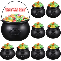 Black Cauldron Plastic Witch Skull Candy Bucket Jar Trick Or Treat Halloween Party Decorations Props for Kids Party Favors