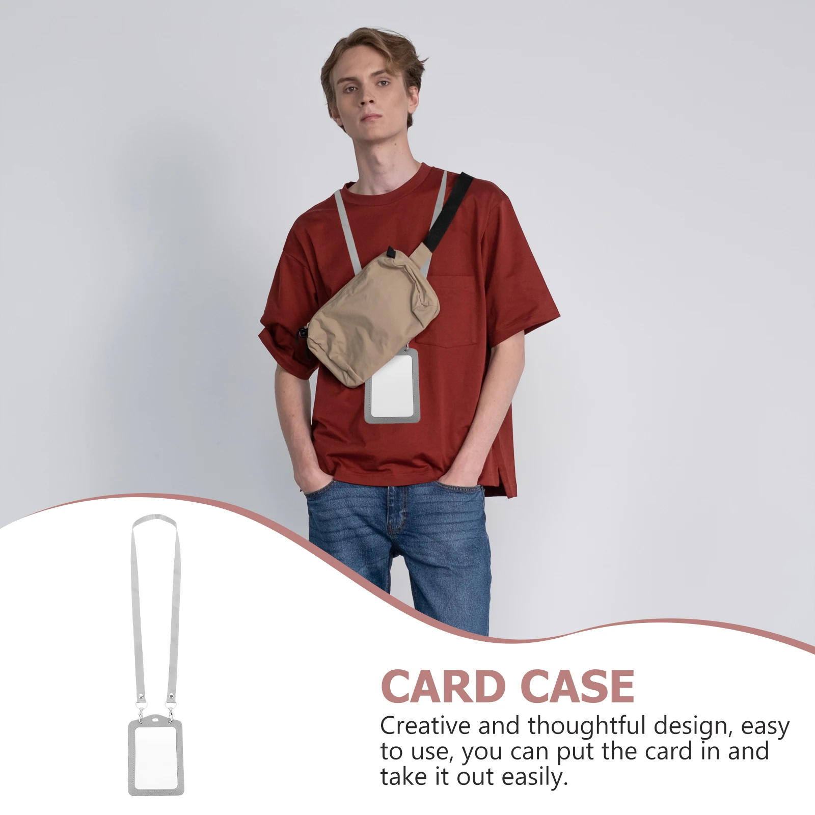 

PU ID Cards Holder Work Lanyard Case Protective Cover Double Sided Student Name Tag Badge Card Holder Waterproof Dustproof