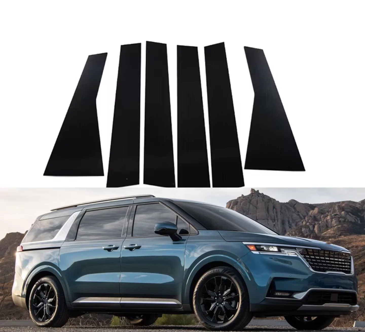 6Pcs Glossy Black Pillar Posts Cover Fit for Kia Carnival 2020 2021 2022 2023  Window Car Door Trim BC Column Sticker