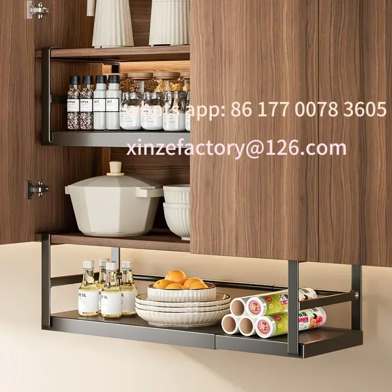أرفف من الفولاذ المقاوم للصدأ قابلة للتخصيص، حامل توابل قابل للتعديل، غرفة تخزين المطبخ، خزانة توسيع معدنية، موسم تعليق المطبخ #2
