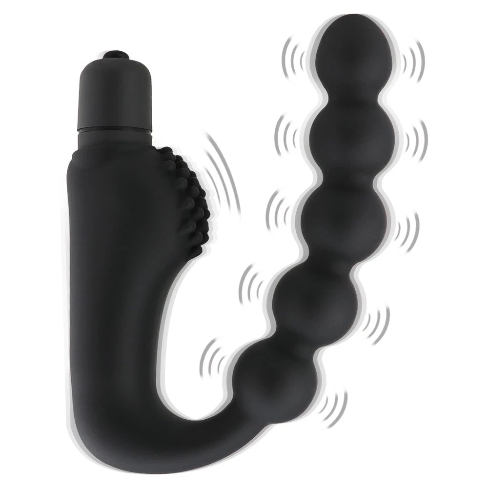 Anal Bead Vibrator Prostate Massager Anal Plug Waterproof 10 Speeds Stimulation Butt Anus Silicone Adult Sex Machine For Men