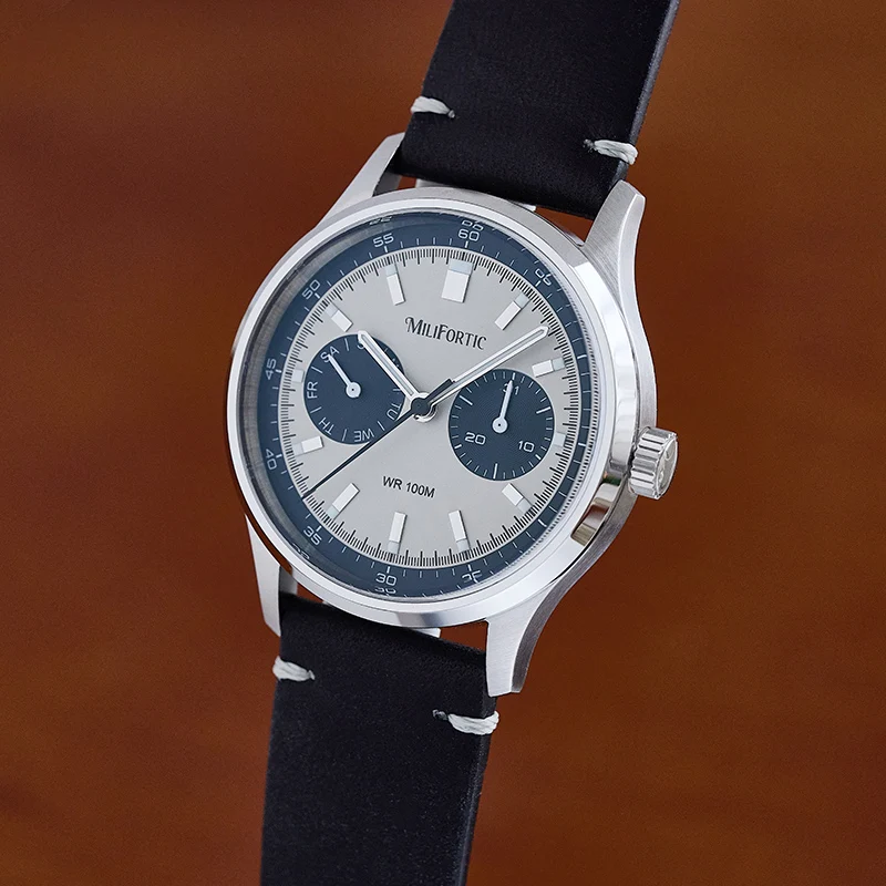 Milifortic R078 Retro American Classic Men Watch Smooth Sweep Quartz Panda Multi Dial Dress Watches For Daily Business Suit Wear