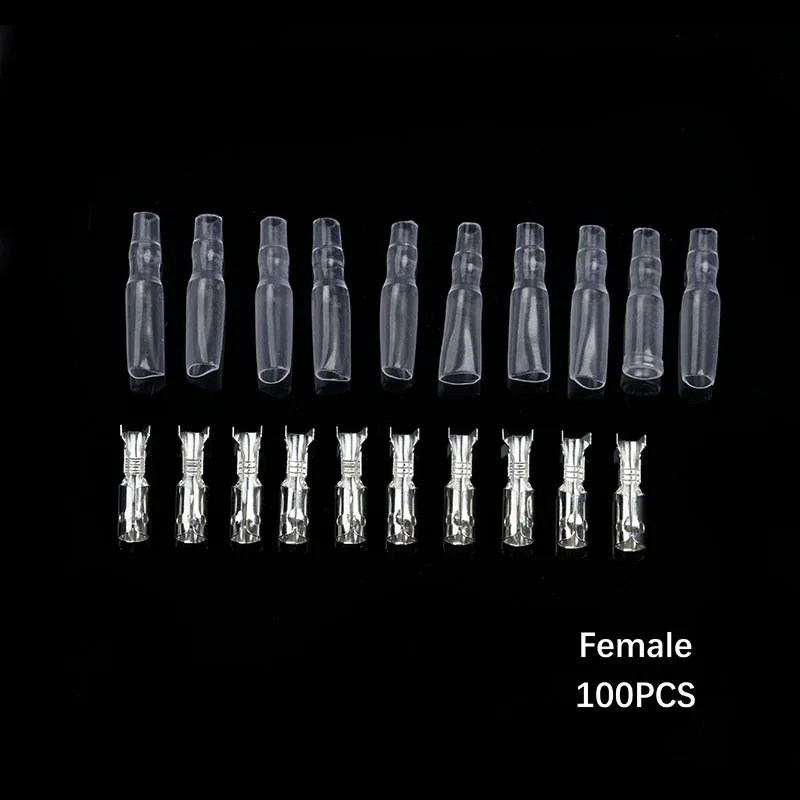 200Pcs 4mm Bullet Crimp Terminal Connectors Set Spade Connector 50 Female + 50 Male + 50 Case + 50 Case Wire Connectors Kit