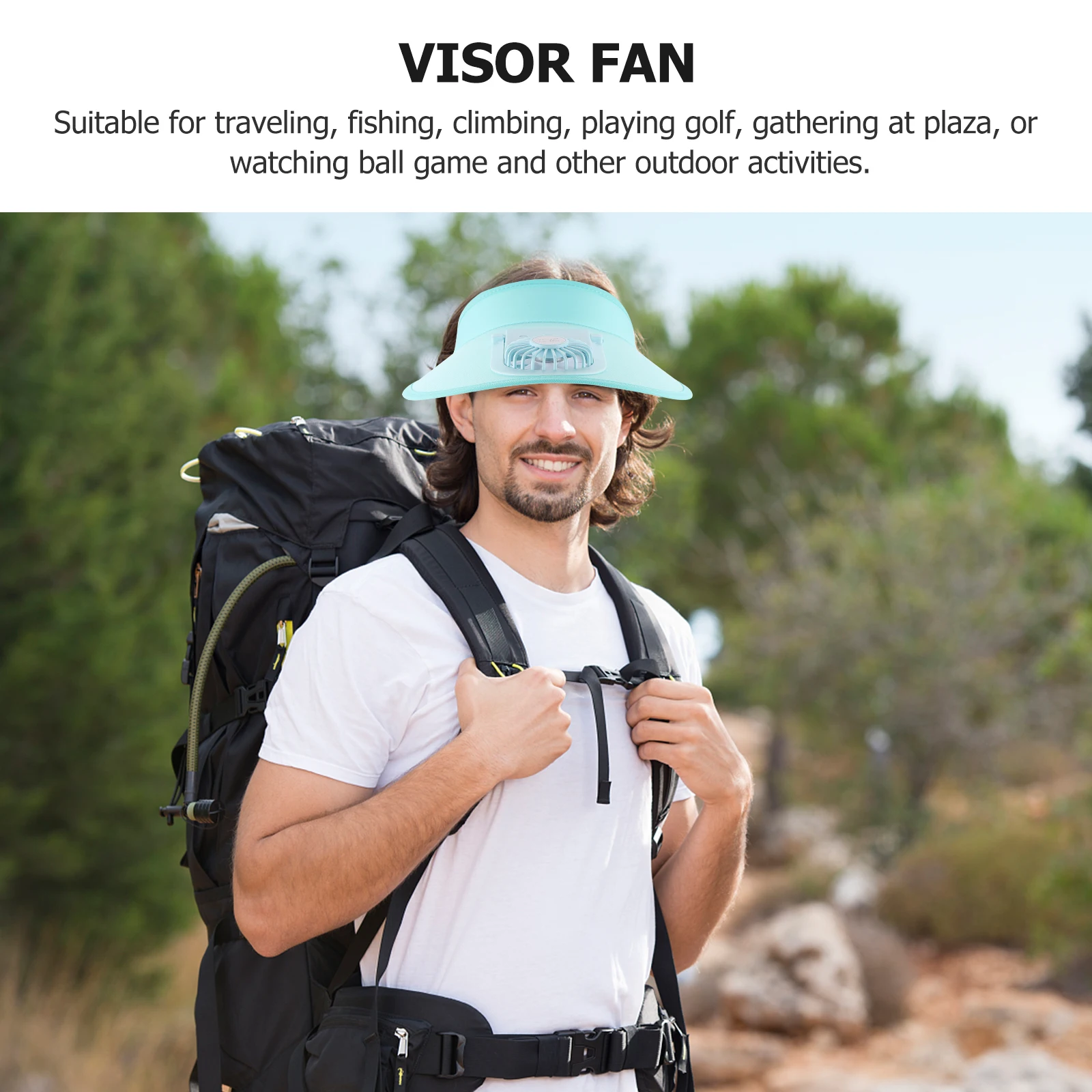 

1pc Rechargeable Fan Visor Hat Summer Cooling Sun Protection Adjustable Wind Durable Outdoor Sports Creative Visor Fan