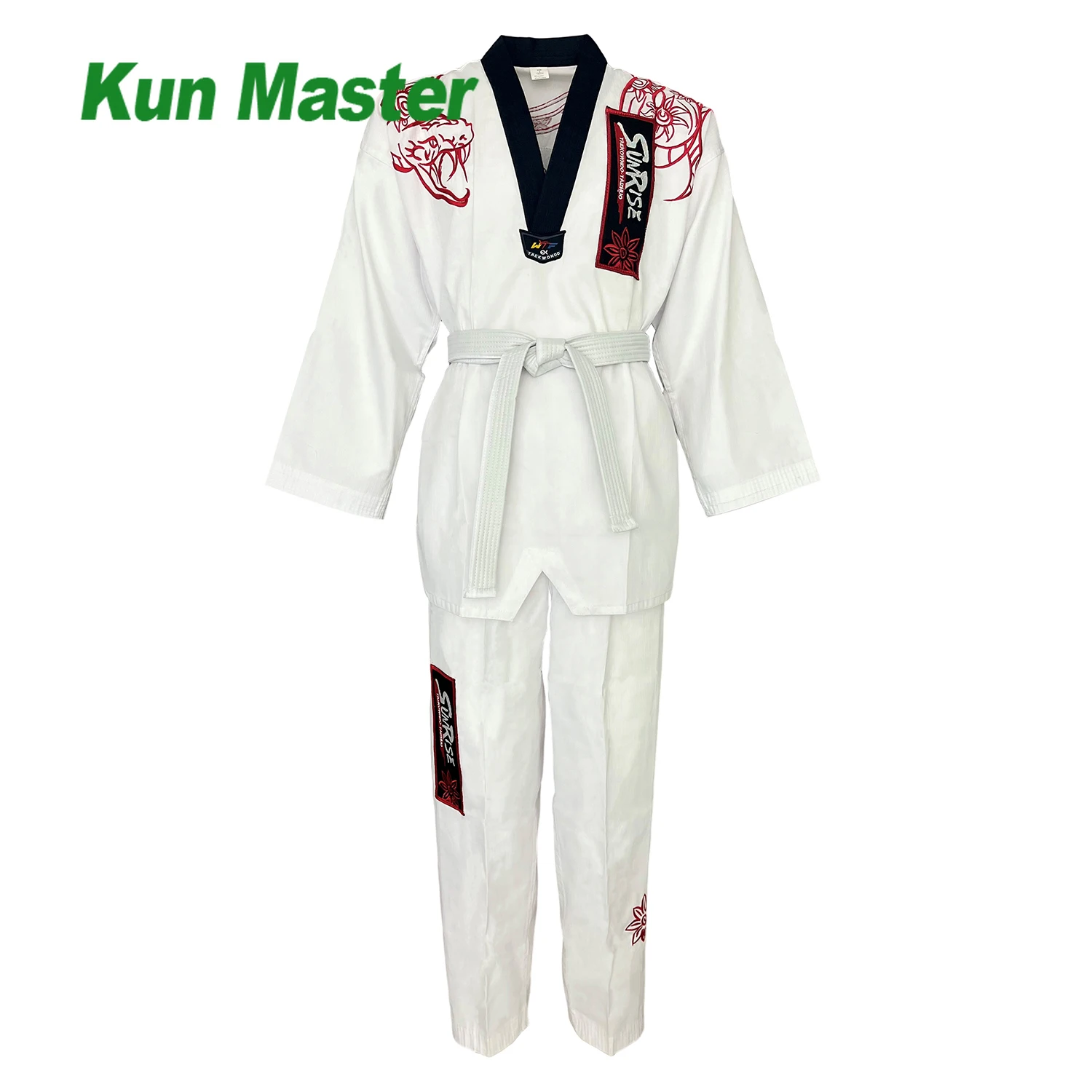 Dobok Tae Kwon Do Martial Arts Taekwondo Uniform V-Neck Demonstration Team Karate Gym School For Kids And Adult Embroidery 2023