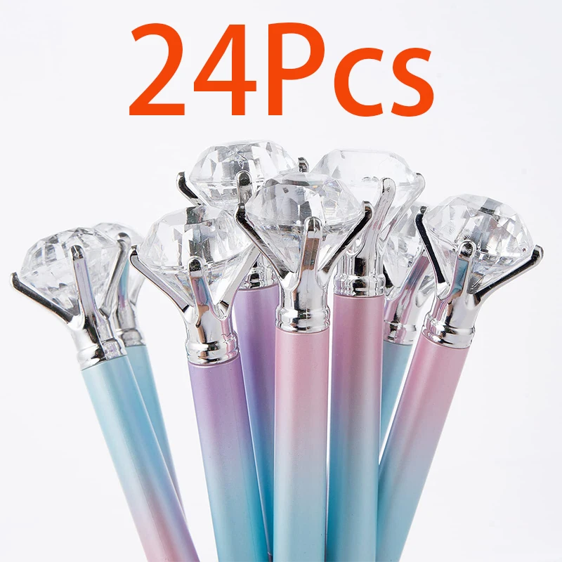

24PCS Gradient Diamond Pens Big Crystal Diamond Pens Retractable Ballpoint Pen Gem Pens Gift For Women Students Girl