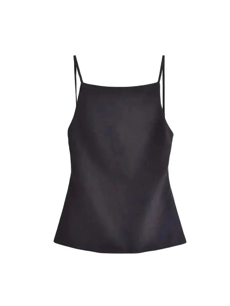 TRZA-Backless Tank Tops for Women, Thin Straps, Straight Neck, Sleeveless, Female Camis, Sexy Fashion image 2