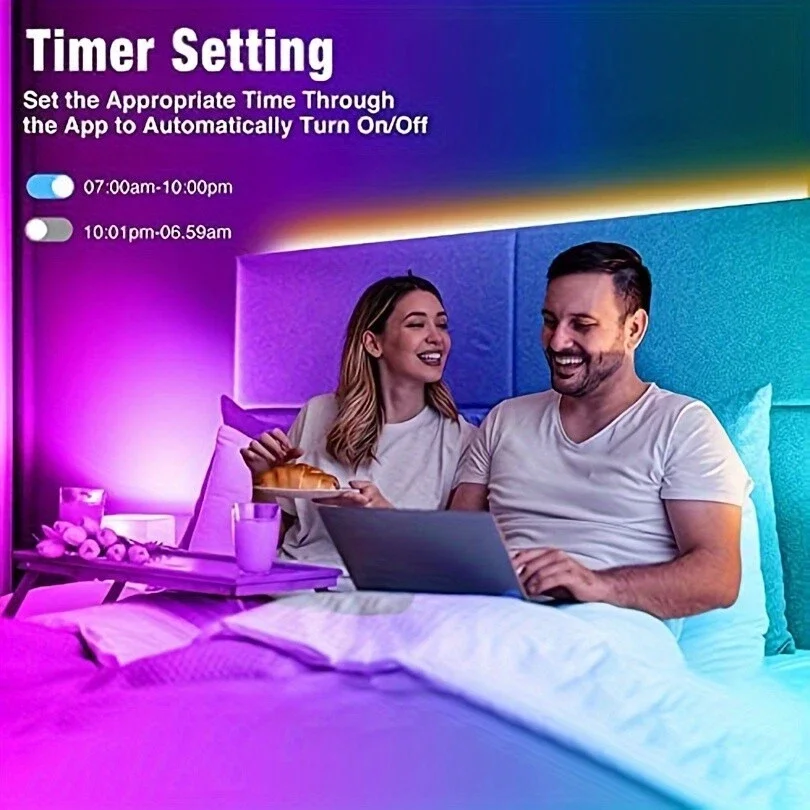 5M-40M LED RGB Strip Lights 5050 Colour Changing Tape DC24V Bluetooth 44Key App Fexible Ribbon Room Deco Lighting