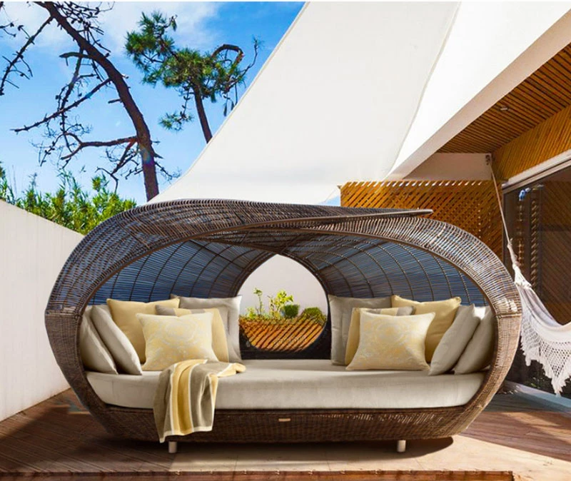 Customized: outdoor patio balcony, outdoor casual bed, sofa, resort beach, bed, rattan bed, hotel sun bed