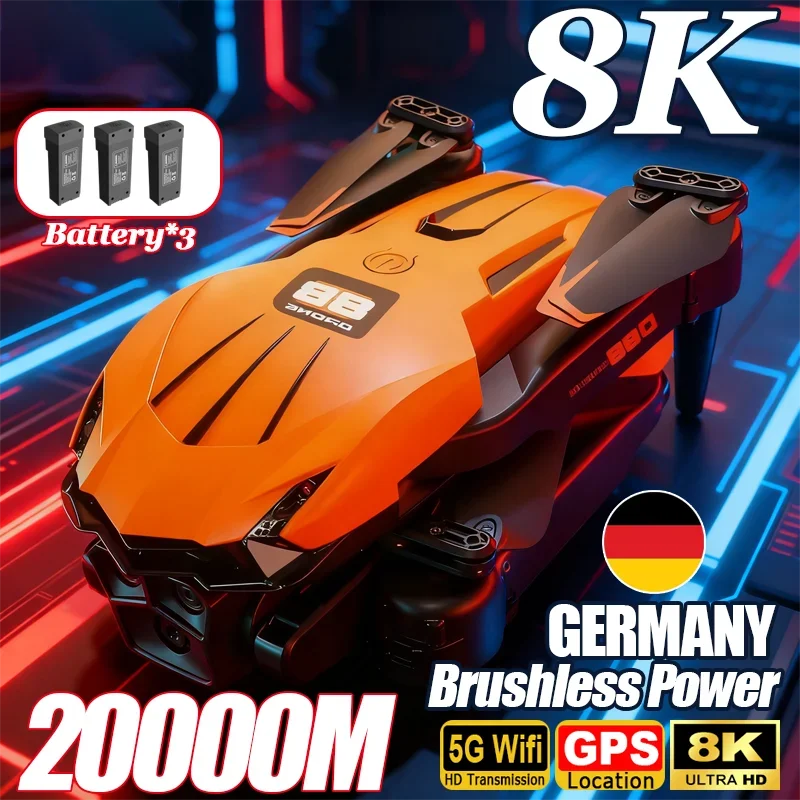 Dron D88 8K con Cámara Dual HD Aérea, Fotografía Inteligente con Evitación de Obstáculos, Motor sin Escobillas, WIFI 5G, GPS, Retorno Automático