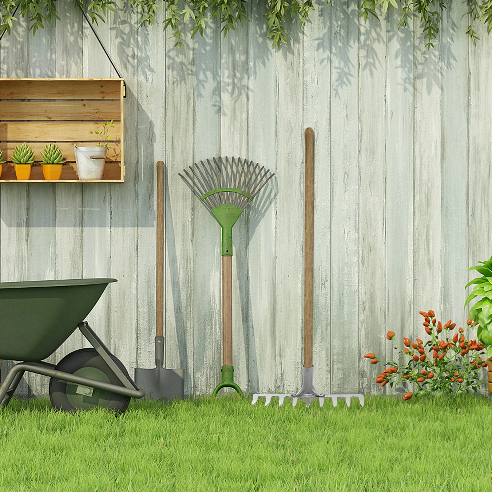 

Eco-friendly Rake Garden Tool Weeding Iron Efficient Farm Grass Removing Multiple Teeth