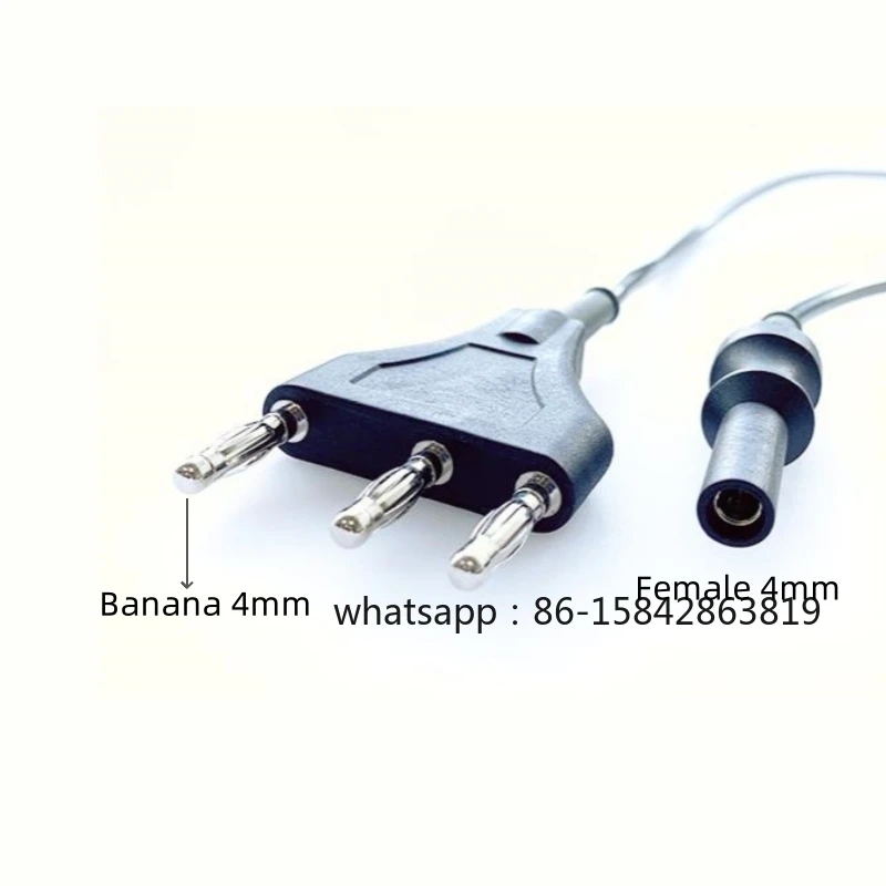 High Frequency Cord ESU HF Cable for Laparoscope/ Endoscope 4mm Connector, 3 Pins Banana 4mm Plug, 4M