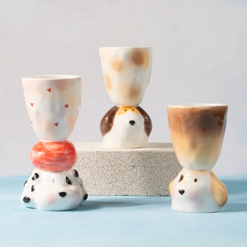 Cute puppy handmade ceramic cup