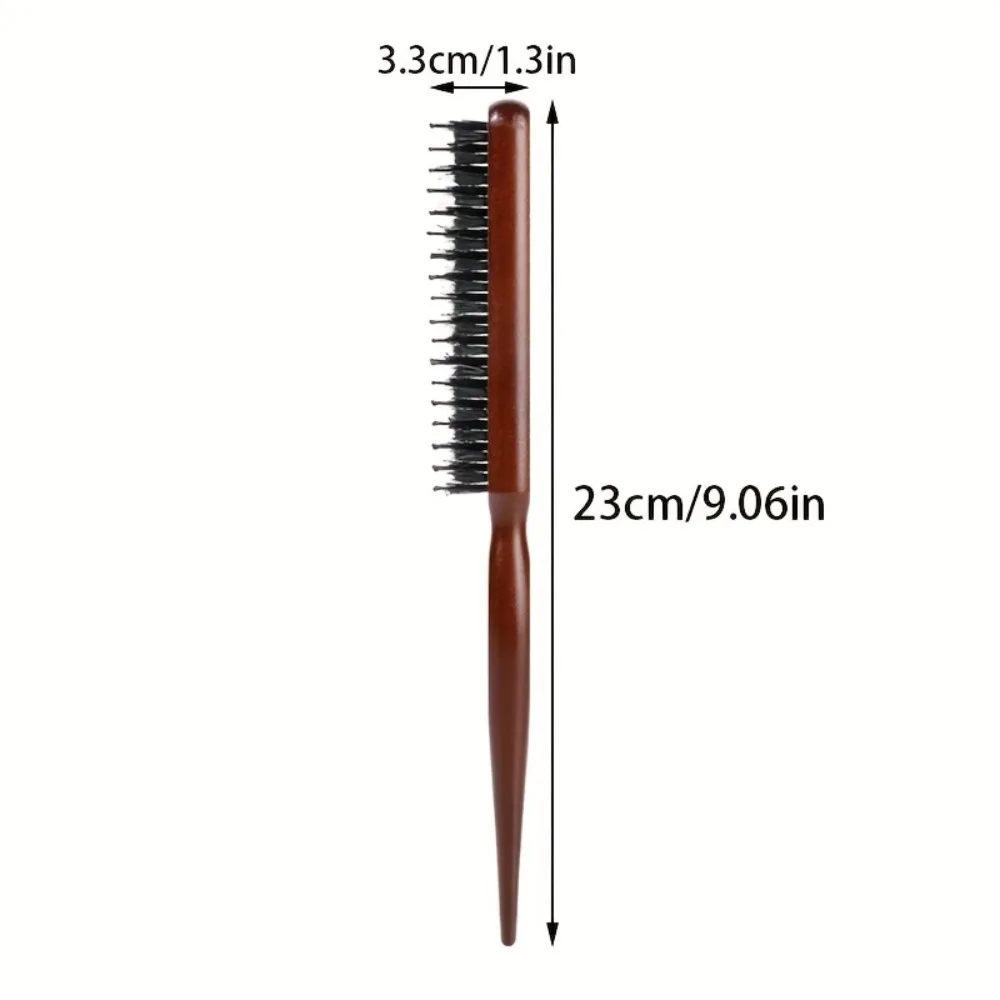 Boar Bristle Wood Handle Hair Brush Anti-Frizz Static Reduction Scalp Massage Professional Salon Teasing Styling All Hair Types