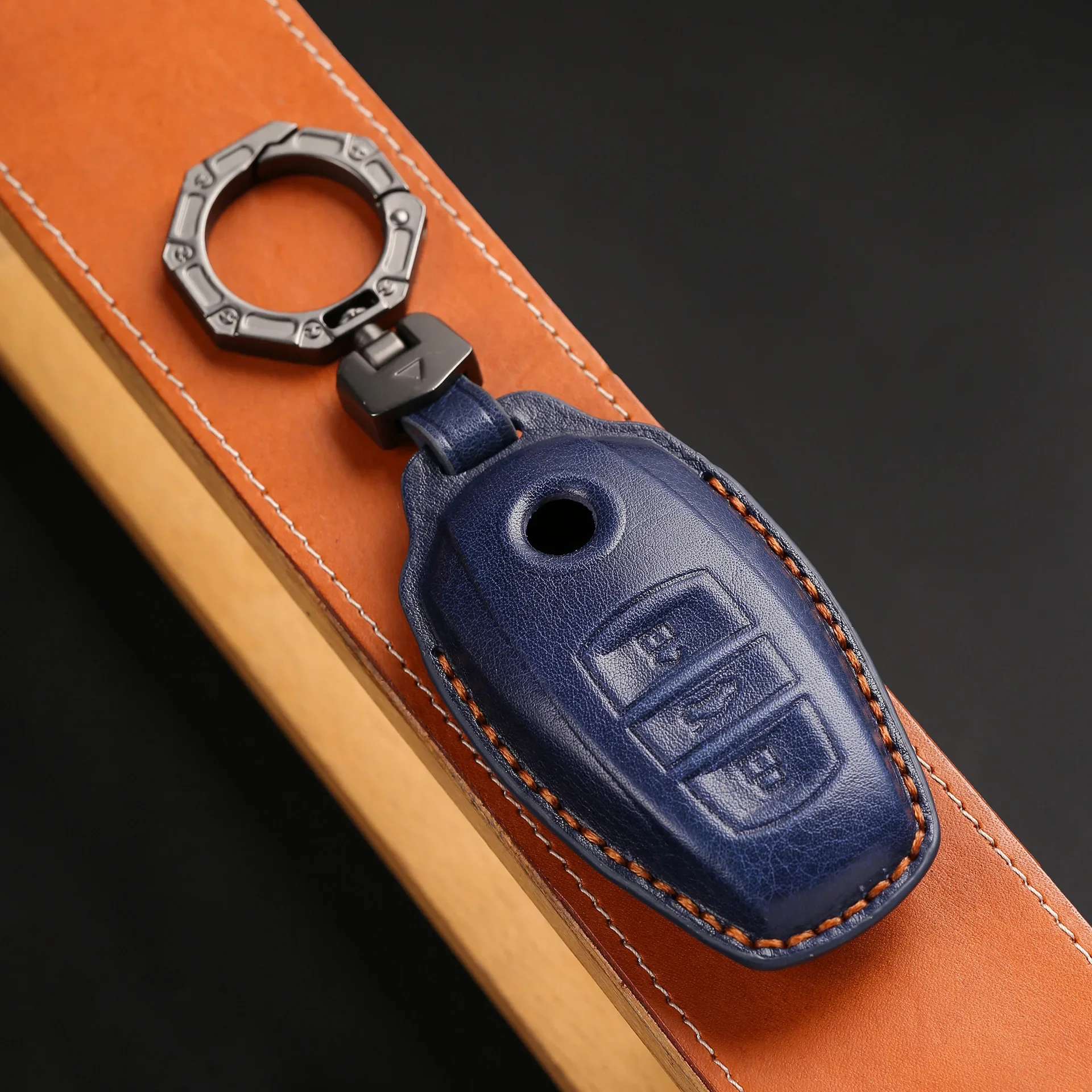 

1pc Leather Smart Remote Car Key Case Cover For Volkswagen VW Touareg 2010-2018 3 Button Shell Key Accessories