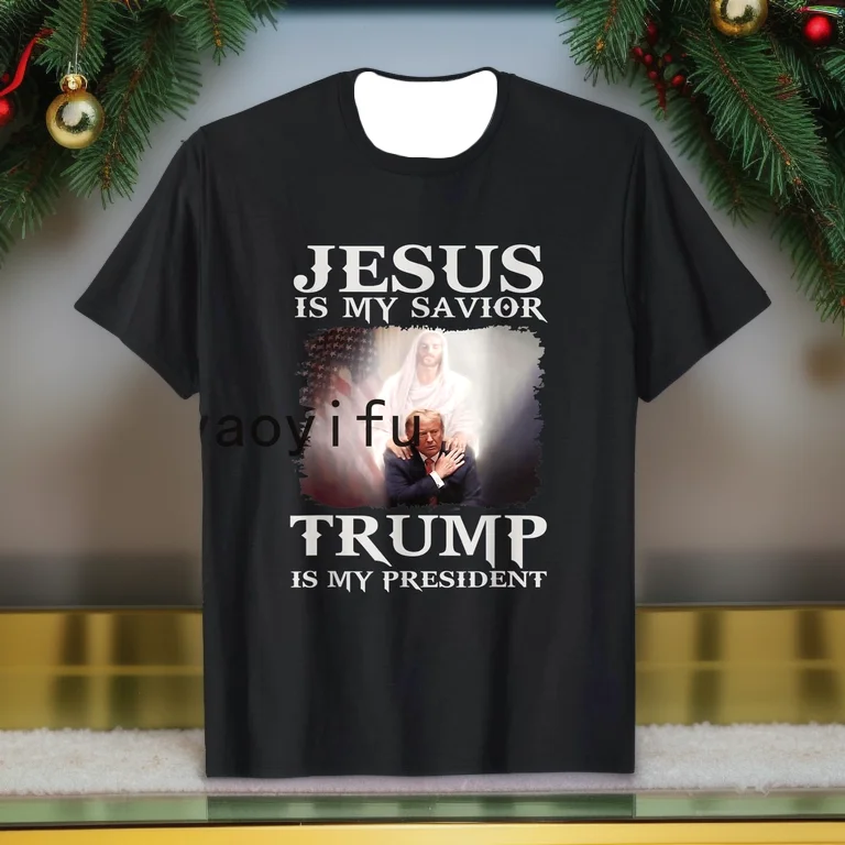 Donald Trump Christmas T Shirt Funny MAGA Santa Hat Gift Tee Family Holiday Gift Tops Women Men Clothing Oversized Pure