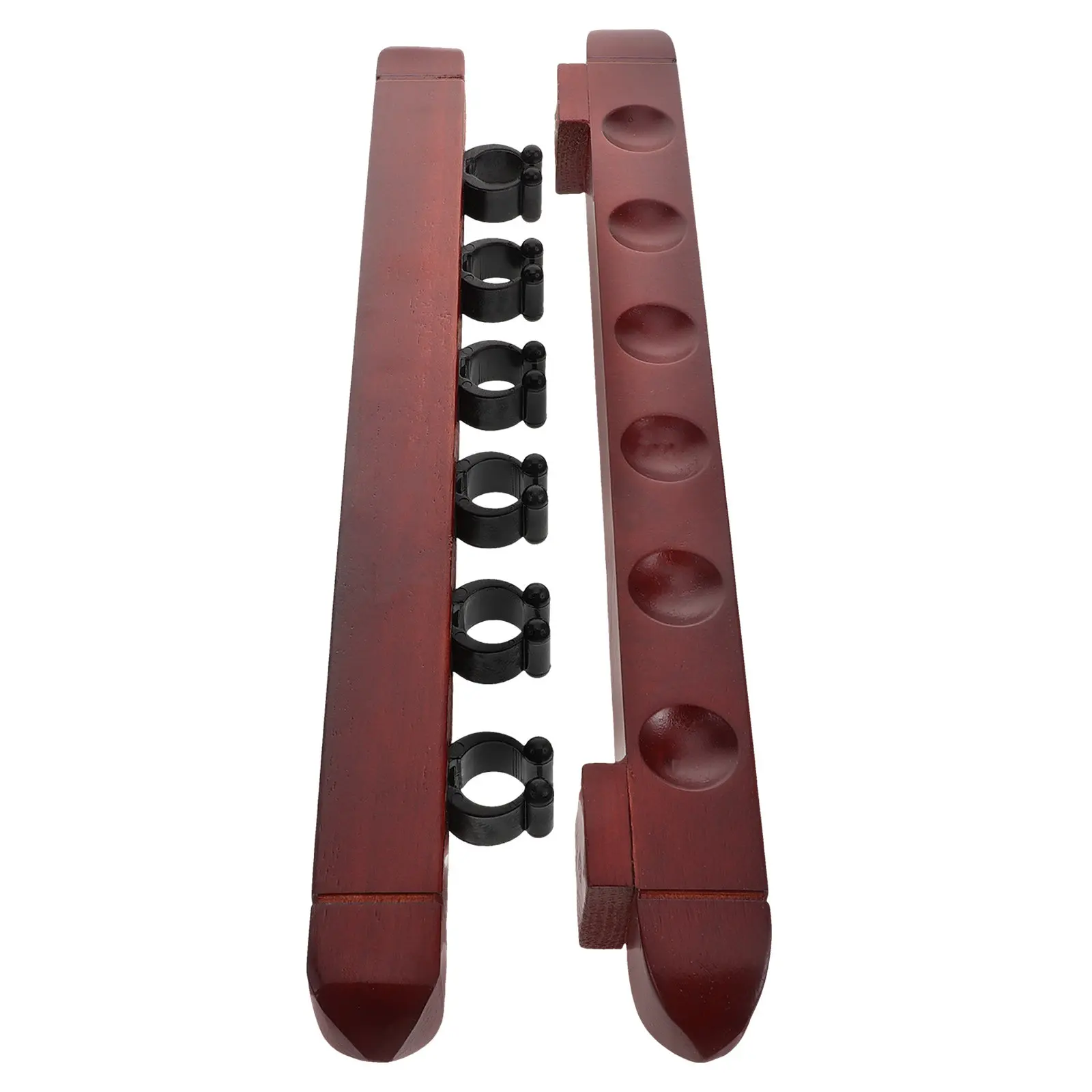 

2Pcs Wall Mounted Solid Wood Pool Stick Rack 6-Hole Billiard Stick Holder for Game Room Pool Hall Space Saving Storage