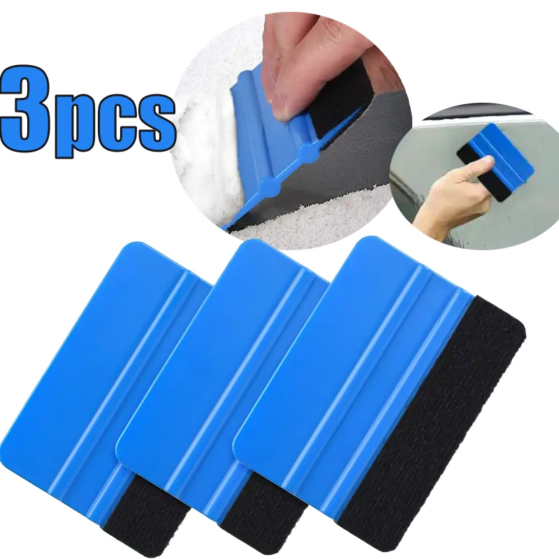 3PCS Durable Black Felt Edge Vinyl Squeegee Tool Car Vinyl Film Wrapping Decal Squeegee Window Tint Work Professional Scratch