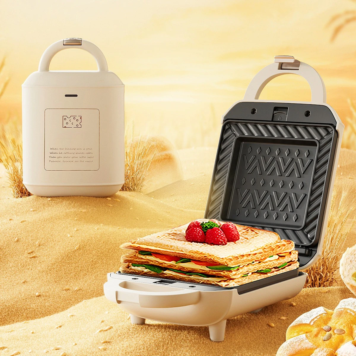 Sandwich Maker SMZ-J07S1 Multifunctional Breakfast Maker Small Toaster Light Food Waffle Maker
