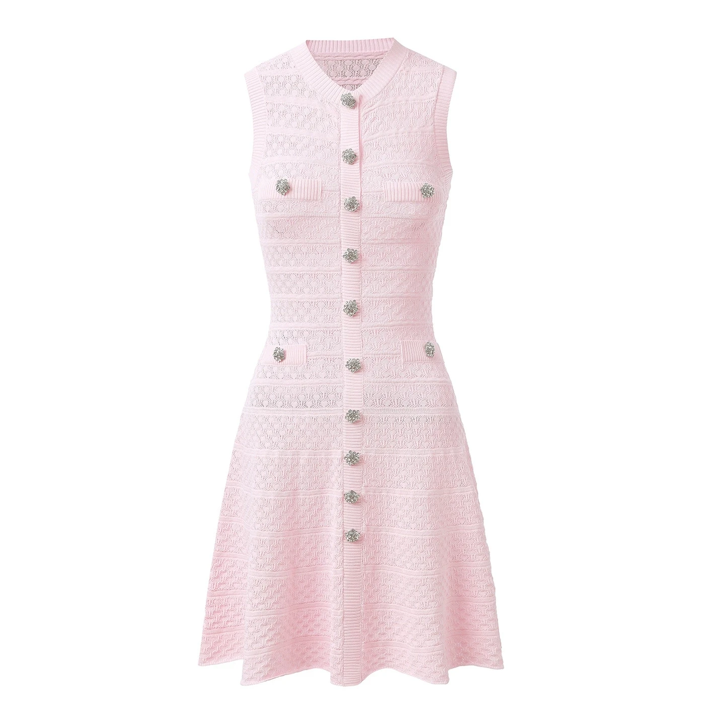 

2026 Pink/White/Black Knitting Women Dress Fashion Buttons A Line Dresses For Womens 51907