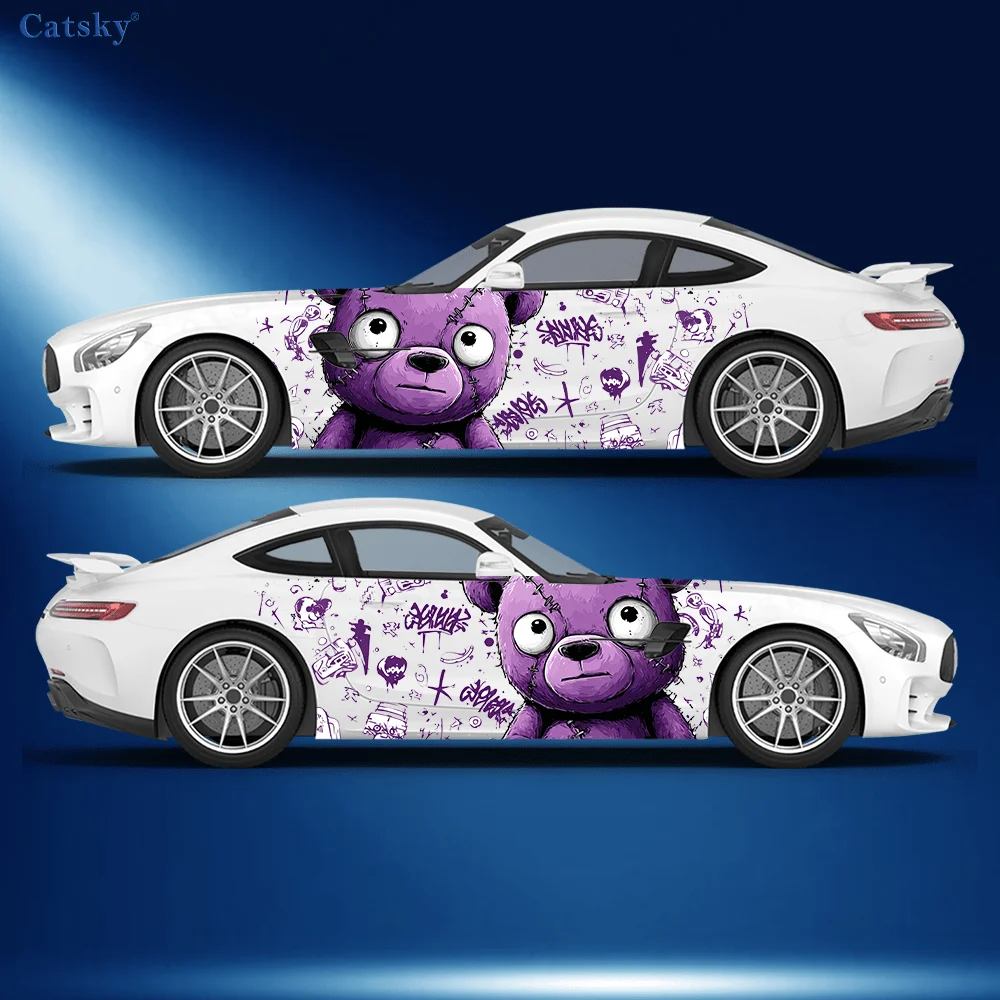 

Фиолетовая кукла-медведь, милая автомобильная виниловая наклейка, самоклеящаяся наклейка из ПВХ, подходит для грузовиков, внедорожников, украшения, автоаксессуары, подарок